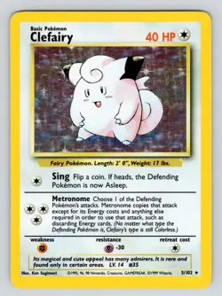 Pokemon TCG Clefairy Base Set 5/102 Holo Unlimited Holo Rare LP* - Image 1
