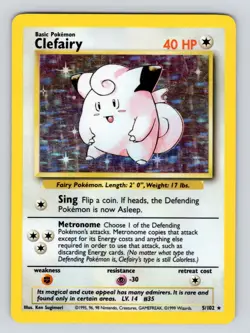 Pokemon TCG Clefairy Base Set 5/102 Holo Unlimited Holo Rare LP! - Image 1