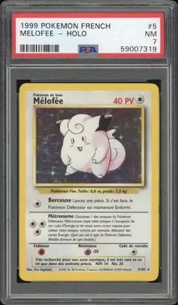 1999 Pokemon FRENCH Unlimited Base Set Melofee-Clefairy Holo 5/102 PSA 7 NM - Image 1