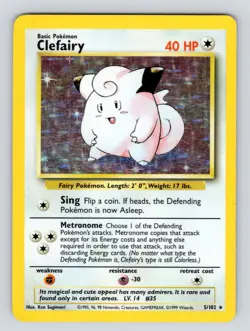 Pokemon TCG Clefairy Base Set 5/102 Holo Unlimited Holo Rare PL* - Image 1