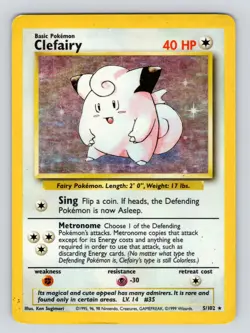 Pokemon TCG Clefairy Base Set 5/102 Holo Unlimited Holo Rare PL* - Image 3