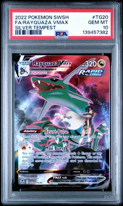2022 POKEMON SWORD & SHIELD SILVER TEMPEST #TG20 FULL ART/RAYQUAZA VMAX PSA 10 - Image 1