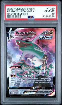 2022 POKEMON SWORD & SHIELD SILVER TEMPEST #TG20 FULL ART/RAYQUAZA VMAX PSA 10 - Image 1