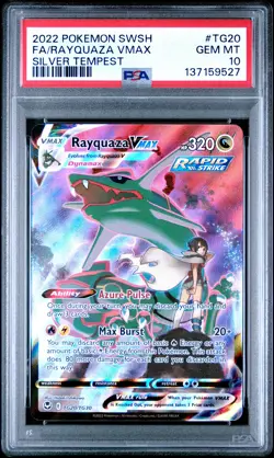 2022 POKEMON SWORD & SHIELD SILVER TEMPEST #TG20 FULL ART/RAYQUAZA VMAX PSA 10 - Image 1