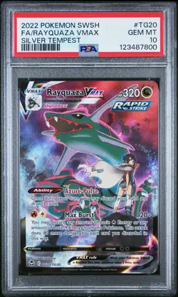2022 POKEMON SWORD & SHIELD SILVER TEMPEST #TG20 FULL ART/RAYQUAZA VMAX PSA 10 - Image 1