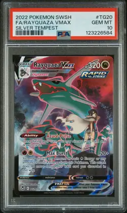 2022 POKEMON SWORD & SHIELD SILVER TEMPEST #TG20 FULL ART/RAYQUAZA VMAX PSA 10 - Image 1