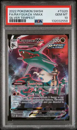 2022 POKEMON SWORD & SHIELD SILVER TEMPEST #TG20 FULL ART/RAYQUAZA VMAX PSA 10 - Image 1