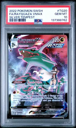 2022 POKEMON SWORD & SHIELD SILVER TEMPEST #TG20 FULL ART/RAYQUAZA VMAX PSA 10 - Image 1