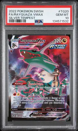 2022 POKEMON SWORD & SHIELD SILVER TEMPEST #TG20 FULL ART/RAYQUAZA VMAX PSA 10 - Image 1