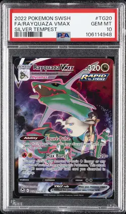 2022 POKEMON SWORD & SHIELD SILVER TEMPEST #TG20 FULL ART/RAYQUAZA VMAX PSA 10 - Image 1