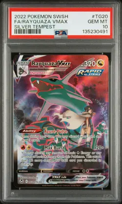 2022 POKEMON SWORD & SHIELD SILVER TEMPEST #TG20 FULL ART/RAYQUAZA VMAX PSA 10 - Image 1
