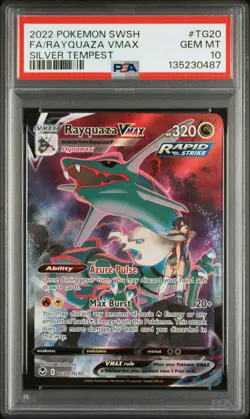 2022 POKEMON SWORD & SHIELD SILVER TEMPEST #TG20 FULL ART/RAYQUAZA VMAX PSA 10 - Image 1