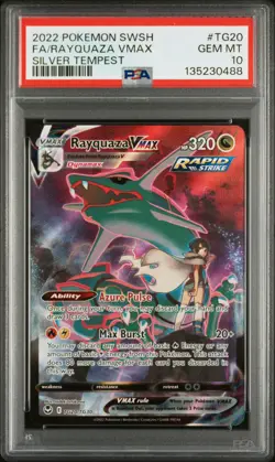 2022 POKEMON SWORD & SHIELD SILVER TEMPEST #TG20 FULL ART/RAYQUAZA VMAX PSA 10 - Image 1