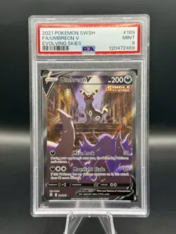 PSA 9 Umbreon V Alternate Full Art 189/203 Pokemon Evolving Skies 2021 ENGLISH - Image 1