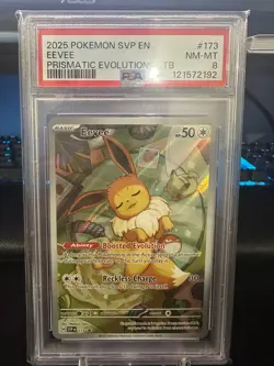 2025 Pokemon SVP En Eevee Prismatic Evolutions ETB Black Star Promo #173 PSA 8 - Image 1