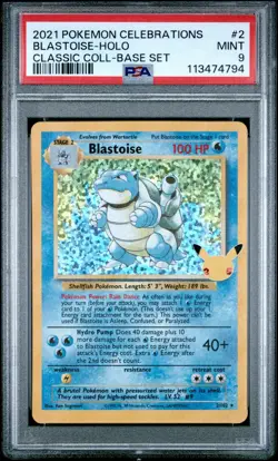 Pokemon PSA 9 Mint Blastoise 2/102 Celebrations Classic Collection - Image 1