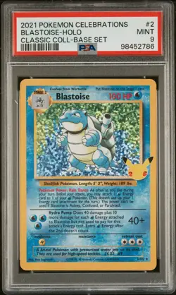 Pokemon PSA 9 Mint Blastoise 2/102 Celebrations Classic Collection - Image 3