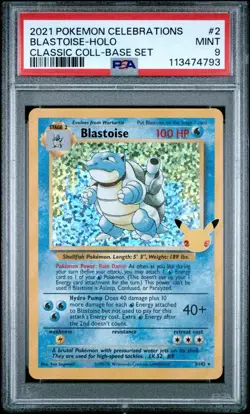 Pokemon PSA 9 Mint Blastoise 2/102 Celebrations Classic Collection - Image 5