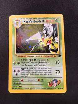 Koga's Beedrill 9/132 SWIRL Holo Rare - Pokemon Gym Challenge WOTC HP - Image 1
