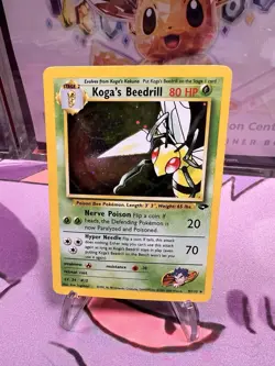 Koga's Beedrill 9/132 SWIRL Holo Rare - Pokemon Gym Challenge WOTC HP - Image 4