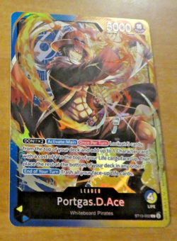 ONE PIECE ENGLISH CARD GAME HOLO CARTE Portgas.D.Ace ST13-002 Leader L EN MINT - Image 1