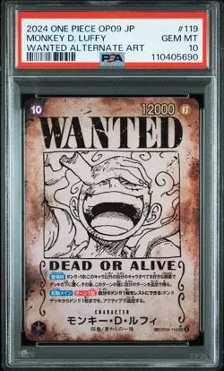 ✨Monkey D. Luffy 119 PSA 10 2024 Wanted Alternate Art One Piece Japanese OP09 - Image 1