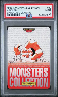 1996 POKEMON JAPANESE BANDAI CARDDASS VENDING #99 KINGLER PSA 9 - Image 1