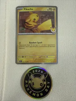 Pikachu 051 /162 Stamped 2026 Pokemon Day 30 Promo TCG With Coin - Image 1
