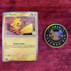 Pikachu 051 /162 Stamped 2026 Pokemon Day 30 Promo TCG With Coin - Image 1