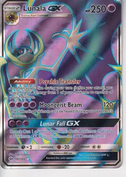 Lunala GX - 141/149 - Pokemon Sun & Moon Base Set Full Art Ultra Rare Card NM - Image 1