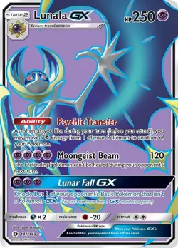 Lunala GX - 141/149 - Pokemon Sun & Moon Base Set Full Art Ultra Rare Card NM - Image 1