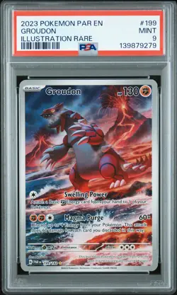 2023 POKEMON PAR EN-PARADOX RIFT ILLUSTRATION RARE #199 GROUDON PSA 9 - Image 1