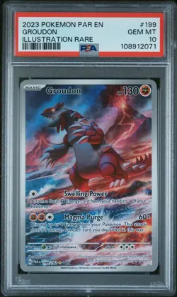 2023 Pokemon Paradox Rift PAR En Groudon Illustration Rare #199 PSA 10 Gem Mint - Image 1