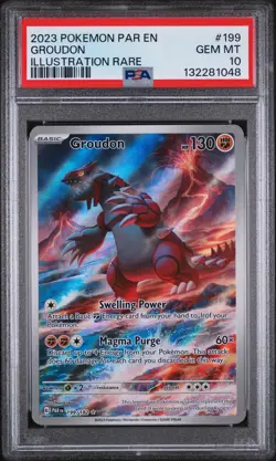 PSA 10 GEM MINT 2023 Pokemon Groudon Paradox Rift Illustration Rare PAR EN 199 - Image 1