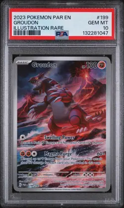 PSA 10 GEM MINT 2023 Pokemon Groudon Paradox Rift Illustration Rare PAR EN 199 - Image 1