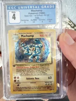 1999 Pokemon Base Set 1st Edition Machamp Holo Rare 8/102 CGC 4 - Image 1
