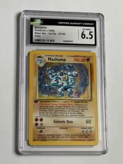 1999 Pokemon 1st Edition Base Machamp Holo 8/102 CGC 6.5 - Image 1