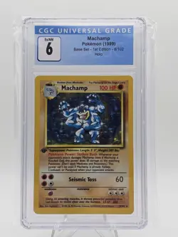1999 Pokemon Base Set 1st Edition #8/102 Machamp Holo CGC 6 - Image 1