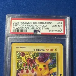 PSA 10 Birthday Pikachu 24 Celebrations Classic Collection Holo Pokemon Card - Image 2