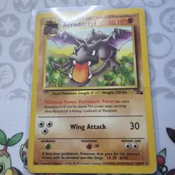 Aerodactyl 16/62 Rare Non-Holo Fossil Set Pokemon Card couple small creases HP - Image 1