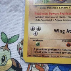 Aerodactyl 16/62 Rare Non-Holo Fossil Set Pokemon Card couple small creases HP - Image 5