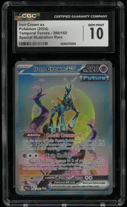 2024 Pokemon Temporal Forces Special Illustration Iron Crown ex 206/162 CGC 10 - Image 1