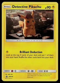 Pokemon Card - Detective Pikachu Black Star Promo SM194 Holo - Image 1