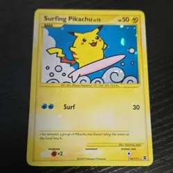 Pokemon Surfing Pikachu Rising Rivals 114/111 Secret Rare Holo Card 2009 - Image 1