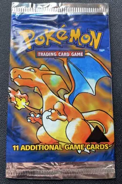Pokemon Base Set Charizard Art Booster Pack BLACK TRIANGLE ERROR OPENED MP/DMG - Image 1