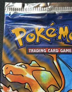 Pokemon Base Set Charizard Art Booster Pack BLACK TRIANGLE ERROR OPENED MP/DMG - Image 2