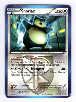 Snorlax (Team Plasma) Plasma Storm #101 (2013) Rare HP Pokemon - Image 1