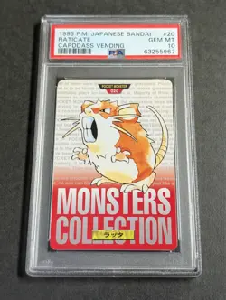 PSA 10 Bandai Pokemon Carddass Raticate 1996 Japanese - Image 1