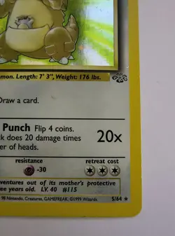 Pokemon TCG Kangaskhan Holo Rare Jungle Unlimited 5/64 Vintage WOTC 1999 LP - Image 4
