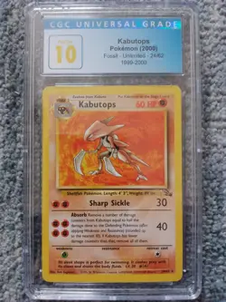 Pokemon GRAIL POP 1 Fossil Red Logo 3rd Print Kabutops 24/62 CGC Pristine 10 - Image 1